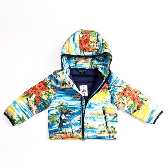 POLO RALPH LAUREN Hawaiian Print Down Toddler Boys Jacket Coat - Size 3T - New - Picture 4 of 8